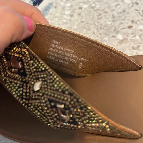 Yellow box Flatform Sandal Brown Bejeweled size 8 Leather upper - Picture 9 of 11